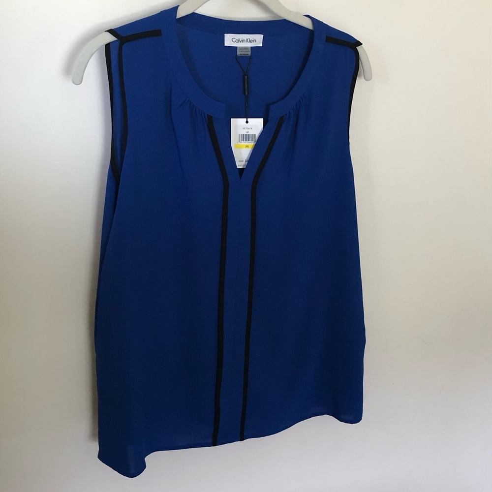 Sleeveless Professional Calvin Klein V-Neck Blouse